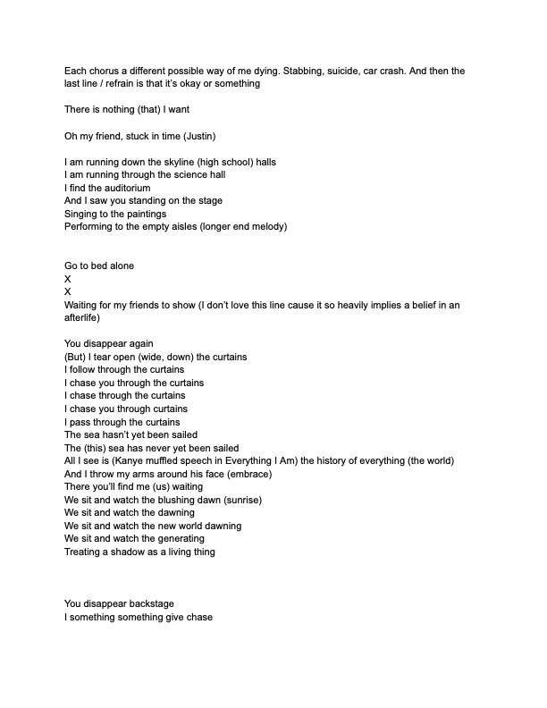 For My Young Death Lyrics Sheet 6